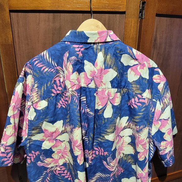 Oak Hill Blue Hawaiian Mens 2XL Floral Short Sleeve Button Shirt - Picture 3 of 3